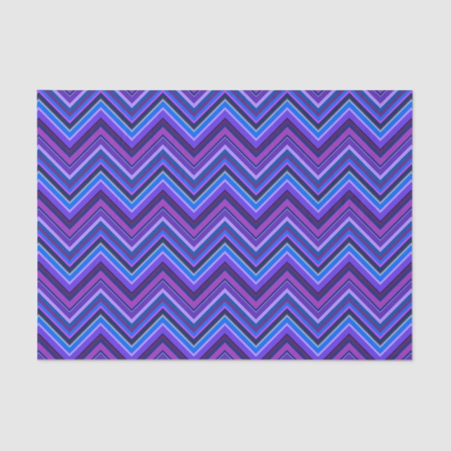 Blue and purple zigzag stripes tissue paper (Front)