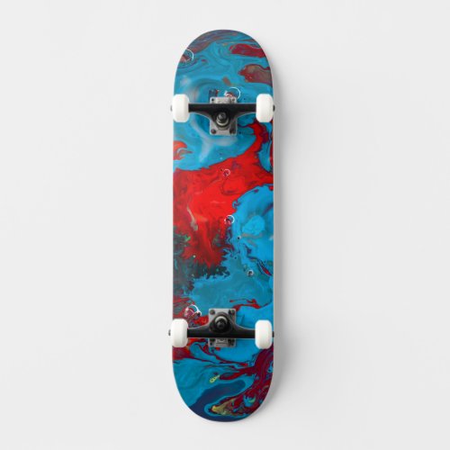 Blue and Red abstract Skateboard with wheels 