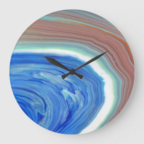 Blue and Red Acrylic Pour Style Wall Clock