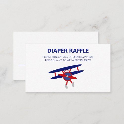 Blue and Red Airplane Baby Shower Diaper Raffle Enclosure Card