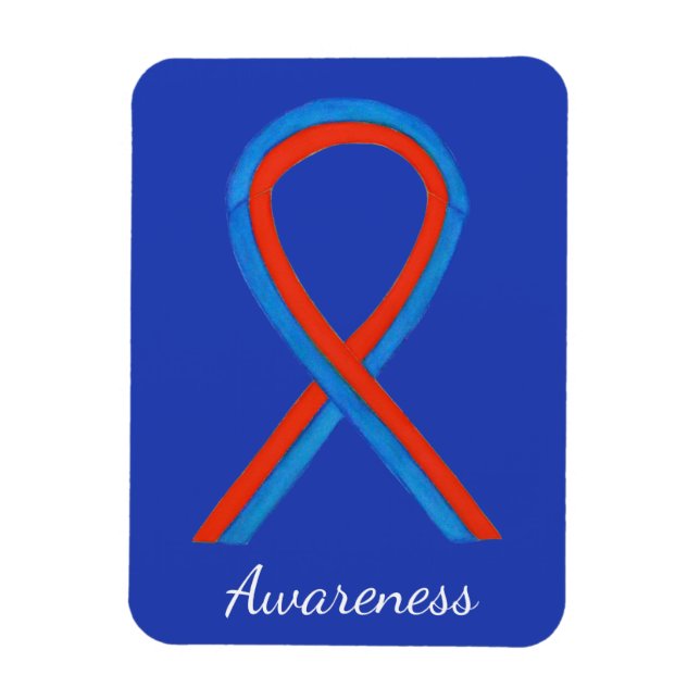 Blue and Red Awareness Ribbon Custom Art Magnets (Vertical)