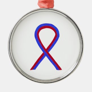 Blue and Red Awareness Ribbon Custom Ornaments