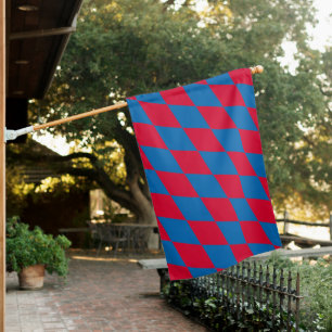 Blue and Red Bavaria Diamond Flag Pattern