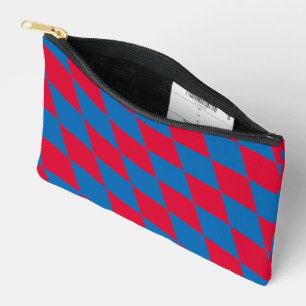 Blue and Red Bavaria Diamond Flag Pattern Accessory Pouch