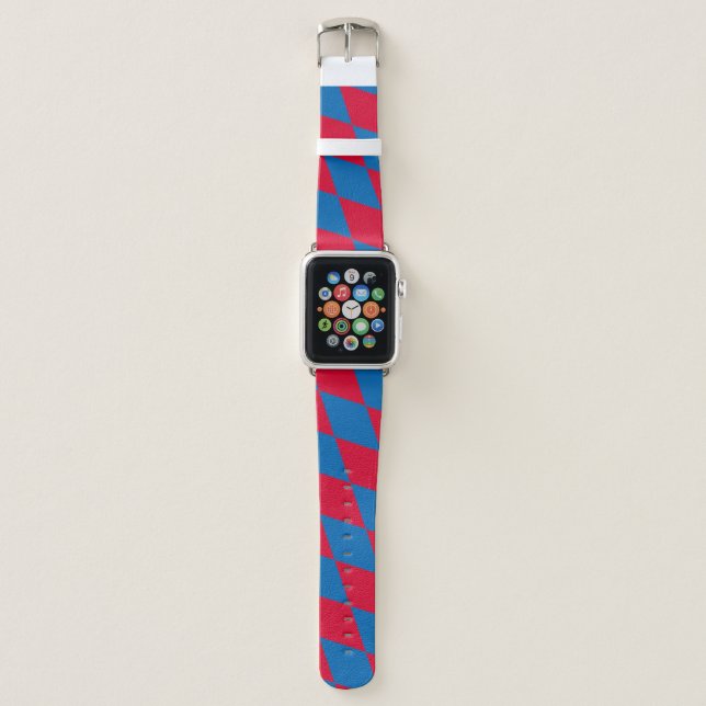 Blue and Red Bavaria Diamond Flag Pattern Apple Watch Band (Front)