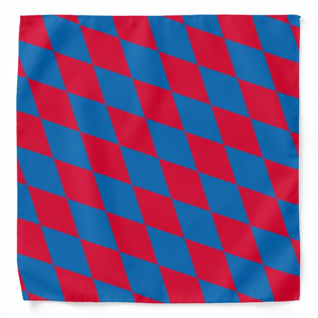 Blue and Red Bavaria Diamond Flag Pattern Bandana (Front)