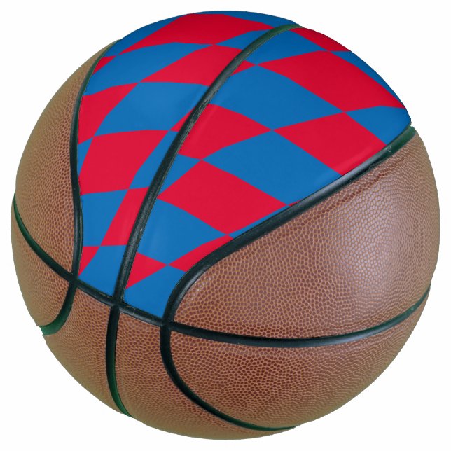 Blue and Red Bavaria Diamond Flag Pattern Basketball (Angled)