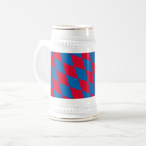 Blue and Red Bavaria Diamond Flag Pattern Beer Stein