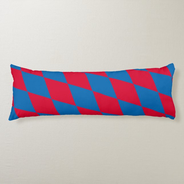 Blue and Red Bavaria Diamond Flag Pattern Body Pillow (Front)
