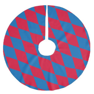 Blue and Red Bavaria Diamond Flag Pattern Brushed Polyester Tree Skirt