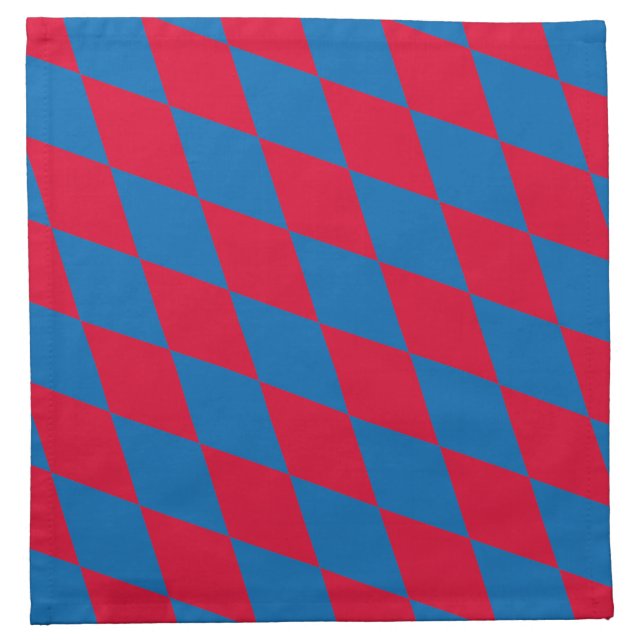 Blue and Red Bavaria Diamond Flag Pattern Cloth Napkin (Front)