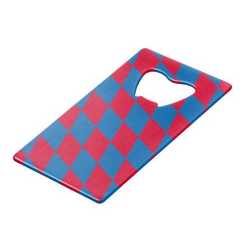 Blue and Red Bavaria Diamond Flag Pattern Credit Card Bottle Opener