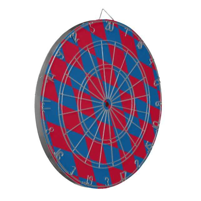 Blue and Red Bavaria Diamond Flag Pattern Dart Board (Front Left)