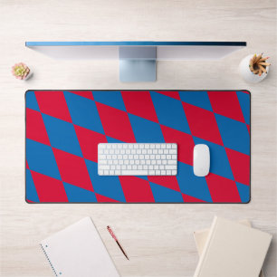 Blue and Red Bavaria Diamond Flag Pattern Desk Mat