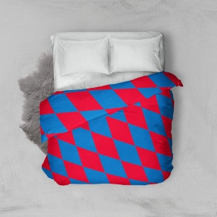 Blue and Red Bavaria Diamond Flag Pattern Duvet Cover