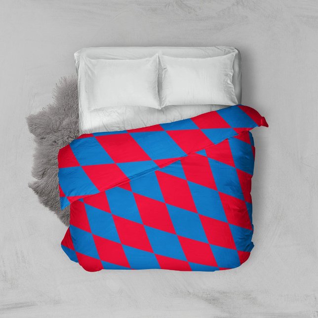 Blue and Red Bavaria Diamond Flag Pattern Duvet Cover (Creator Uploaded)