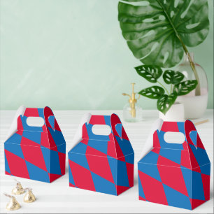 Blue and Red Bavaria Diamond Flag Pattern Favor Boxes