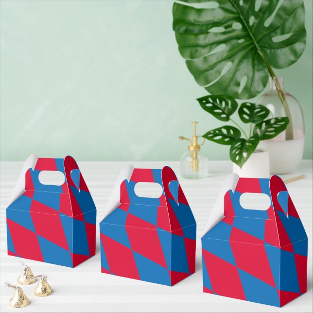 Blue and Red Bavaria Diamond Flag Pattern Favor Boxes (Multiple)