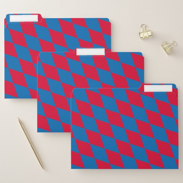 Blue and Red Bavaria Diamond Flag Pattern File Folder (Set)
