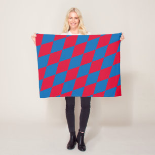 Blue and Red Bavaria Diamond Flag Pattern Fleece Blanket