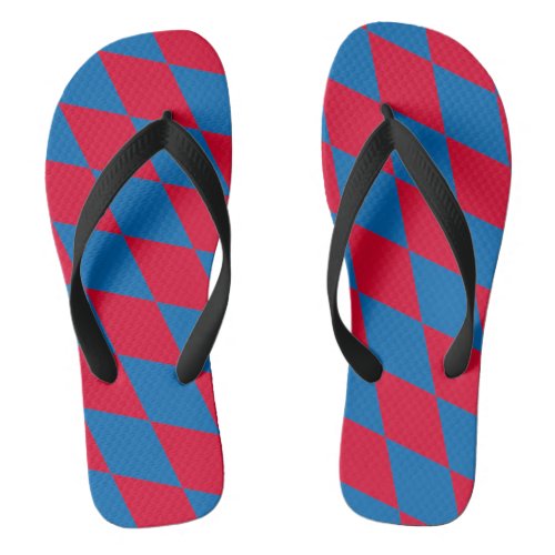 Blue and Red Bavaria Diamond Flag Pattern Flip Flops