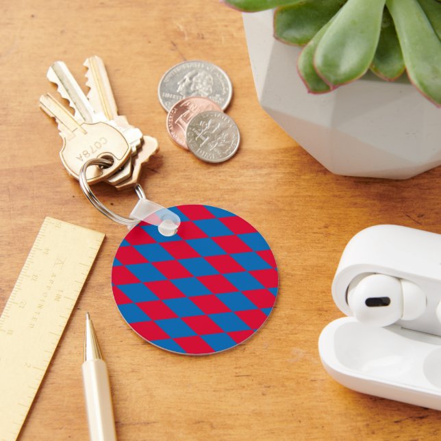 Blue and Red Bavaria Diamond Flag Pattern Keychain (Desk)