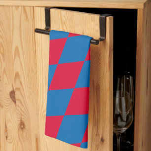Blue and Red Bavaria Diamond Flag Pattern Kitchen Towel