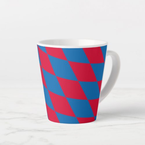 Blue and Red Bavaria Diamond Flag Pattern Latte Mug