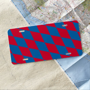 Blue and Red Bavaria Diamond Flag Pattern License Plate