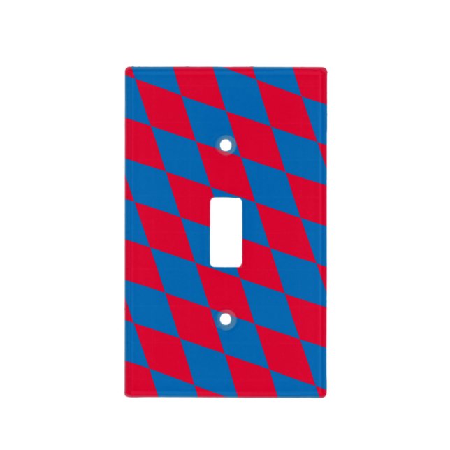 Blue and Red Bavaria Diamond Flag Pattern Light Switch Cover (Front)