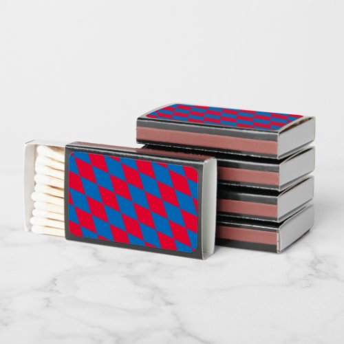 Blue and Red Bavaria Diamond Flag Pattern Matchboxes