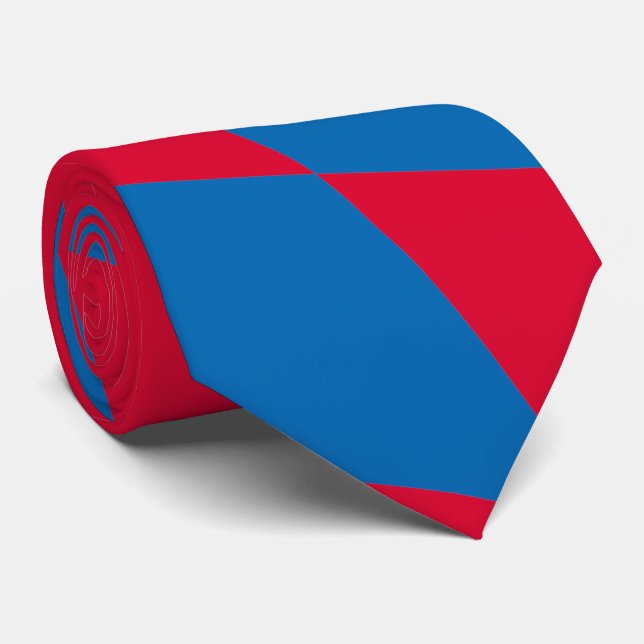 Blue and Red Bavaria Diamond Flag Pattern Neck Tie (Rolled)