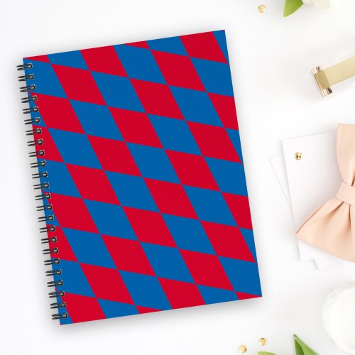 Blue and Red Bavaria Diamond Flag Pattern Notebook