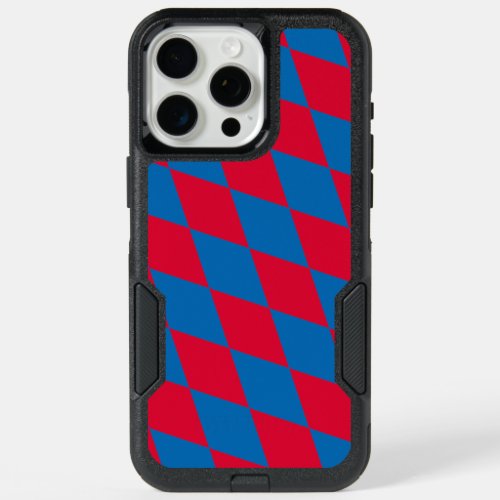 Blue and Red Bavaria Diamond Flag Pattern iPhone 15 Pro Max Case
