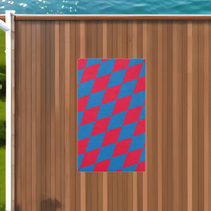Blue and Red Bavaria Diamond Flag Pattern Outdoor Rug