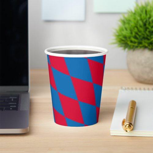 Blue and Red Bavaria Diamond Flag Pattern Paper Cups