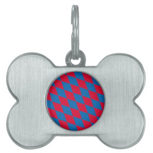 Blue and Red Bavaria Diamond Flag Pattern Pet ID Tag