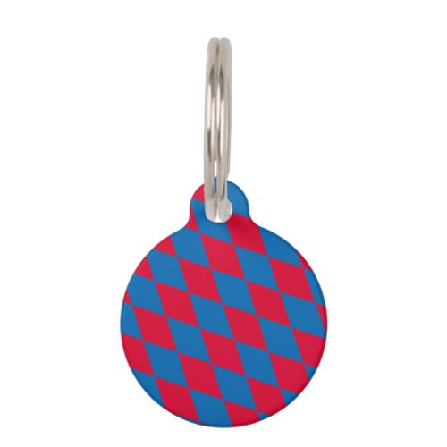 Blue and Red Bavaria Diamond Flag Pattern Pet ID Tag