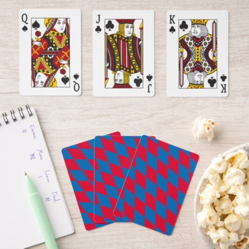 Blue and Red Bavaria Diamond Flag Pattern Pinochle Cards