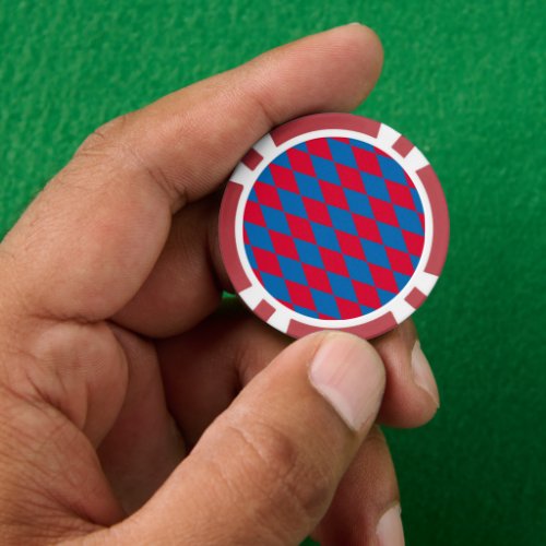 Blue and Red Bavaria Diamond Flag Pattern Poker Chips