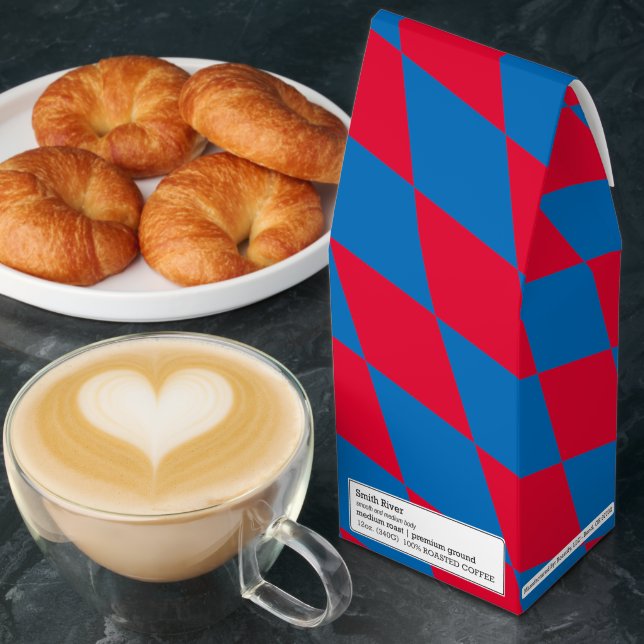 Blue and Red Bavaria Diamond Flag Pattern Roasted Coffee (Breakfast)