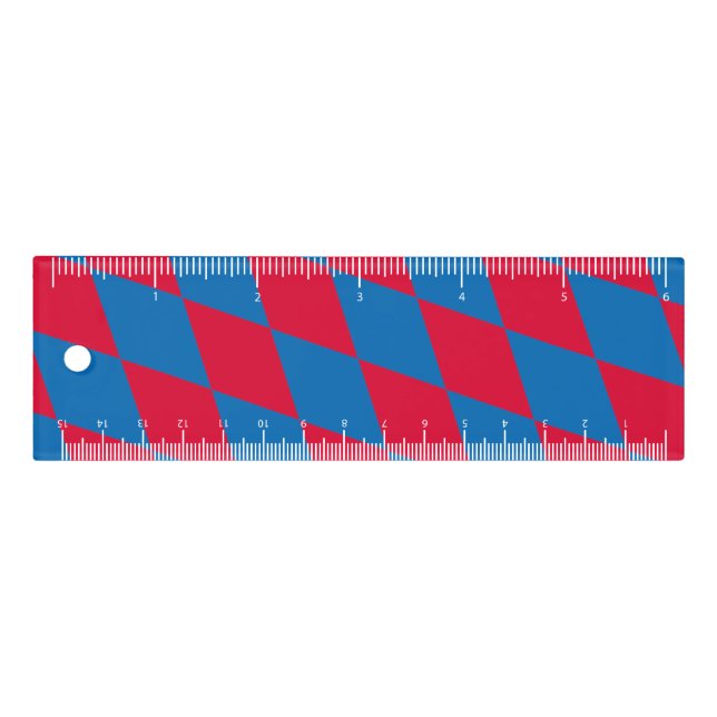 Blue and Red Bavaria Diamond Flag Pattern Ruler (Front)