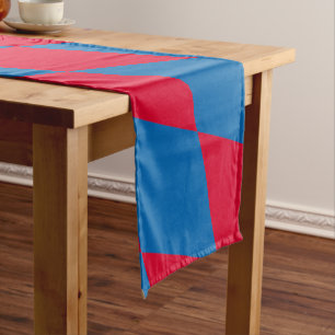Blue and Red Bavaria Diamond Flag Pattern Short Table Runner