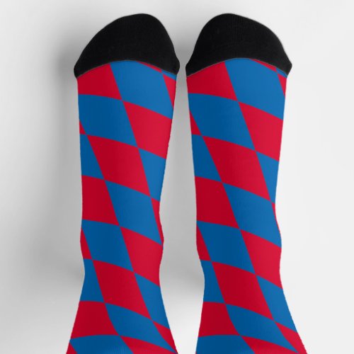 Blue and Red Bavaria Diamond Flag Pattern Socks