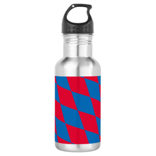 Blue and Red Bavaria Diamond Flag Pattern Stainless Steel Water Bottle