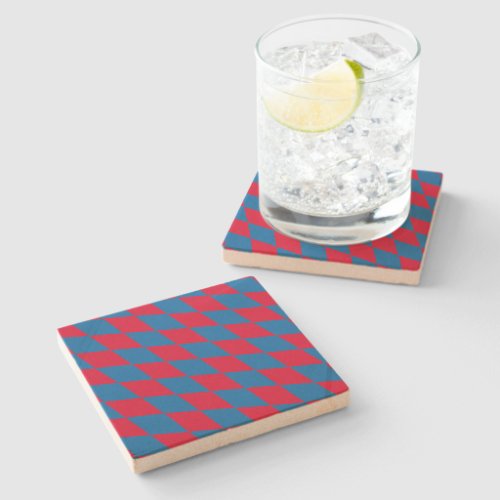 Blue and Red Bavaria Diamond Flag Pattern Stone Coaster