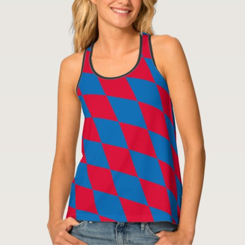 Blue and Red Bavaria Diamond Flag Pattern Tank Top