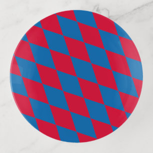 Blue and Red Bavaria Diamond Flag Pattern Trinket Tray