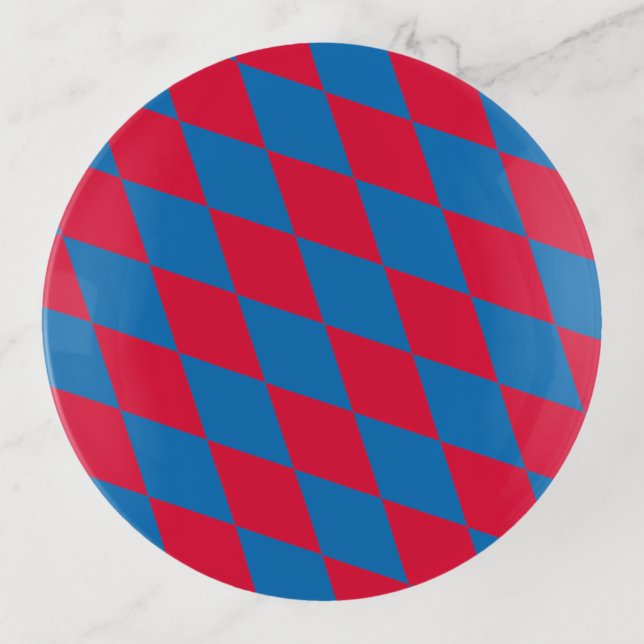 Blue and Red Bavaria Diamond Flag Pattern Trinket Tray (Front)
