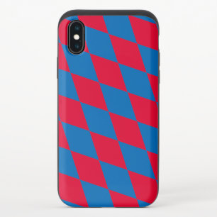 Blue and Red Bavaria Diamond Flag Pattern iPhone XS Slider Case